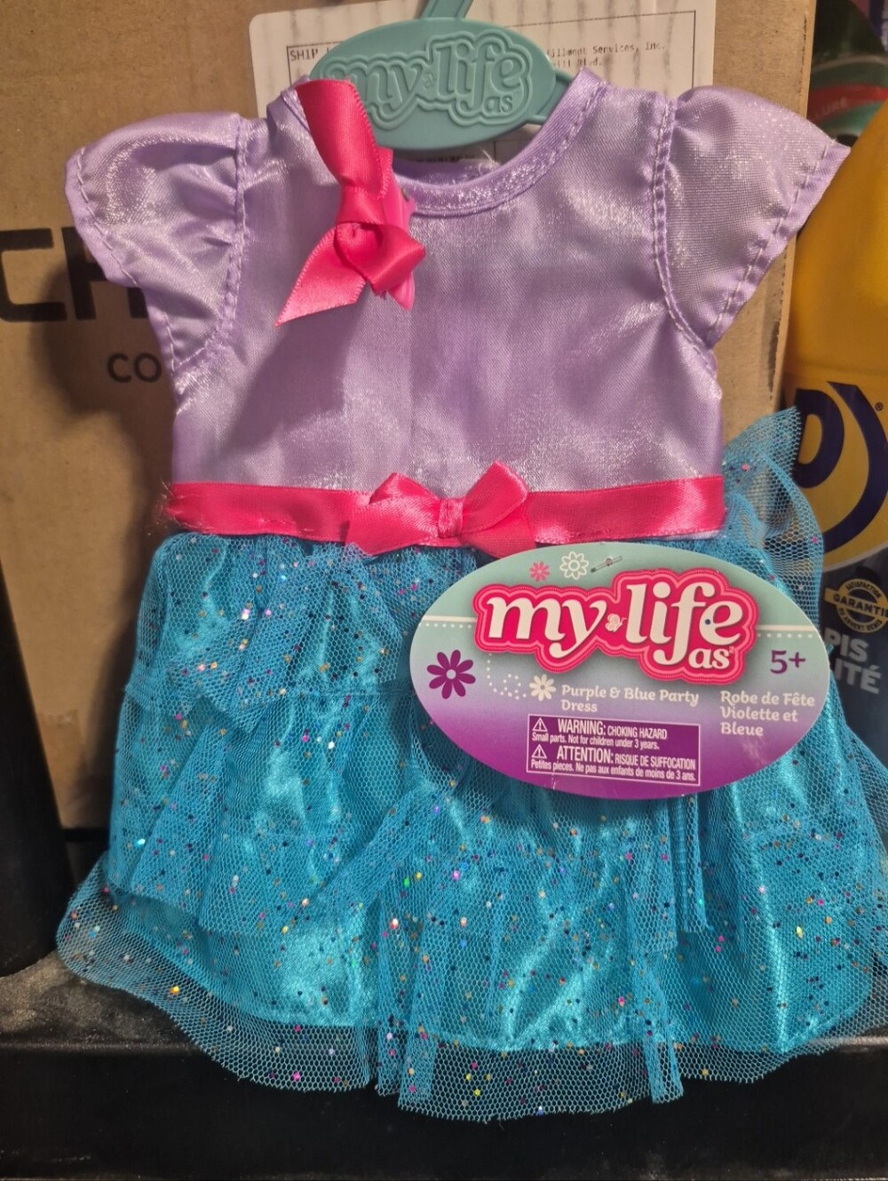 My Life As 18 Inch Doll Purple & Blue Party Dress with Pink Accents. Doll Dress